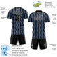 Custom Black Light Blue-White Geometric Shape Sublimation Soccer Uniform Jersey Limited