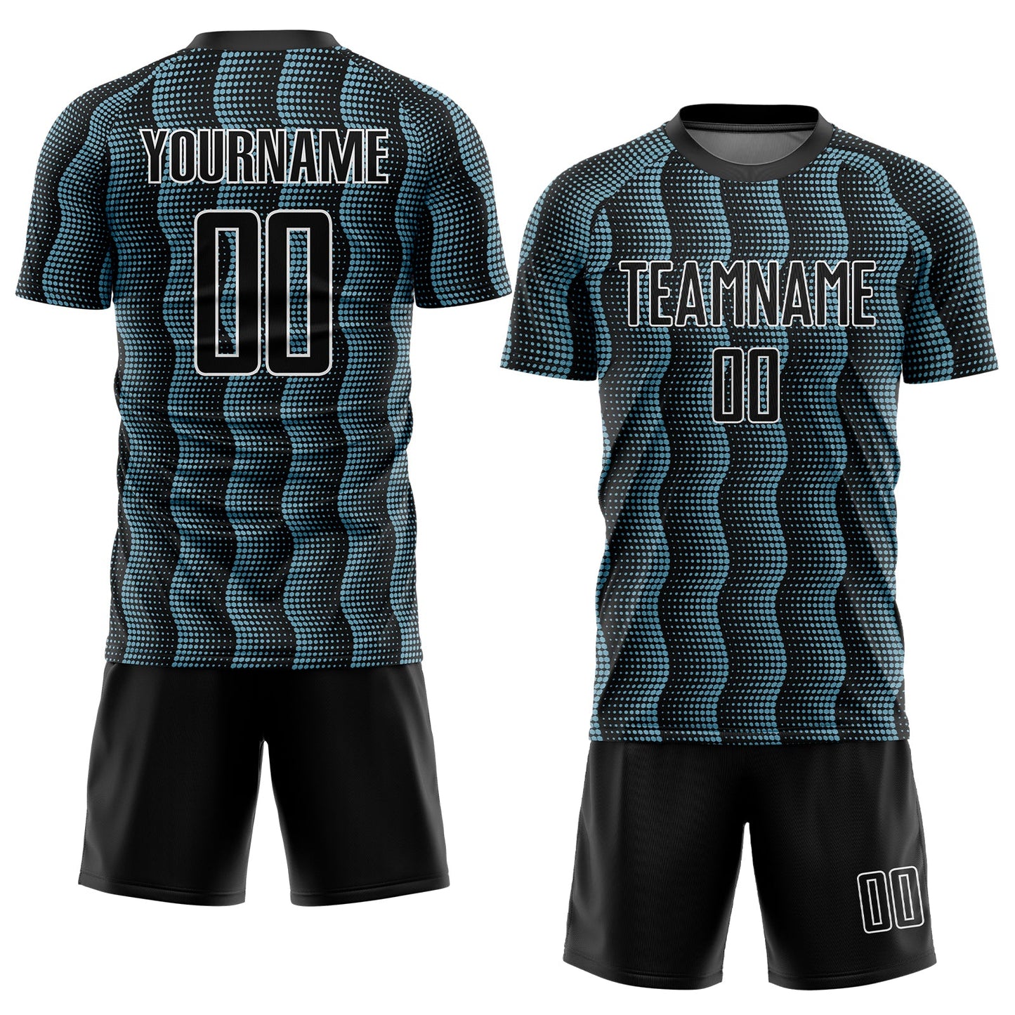 Custom Black Shadow Blue-White Geometric Shape Sublimation Soccer Uniform Jersey Limited
