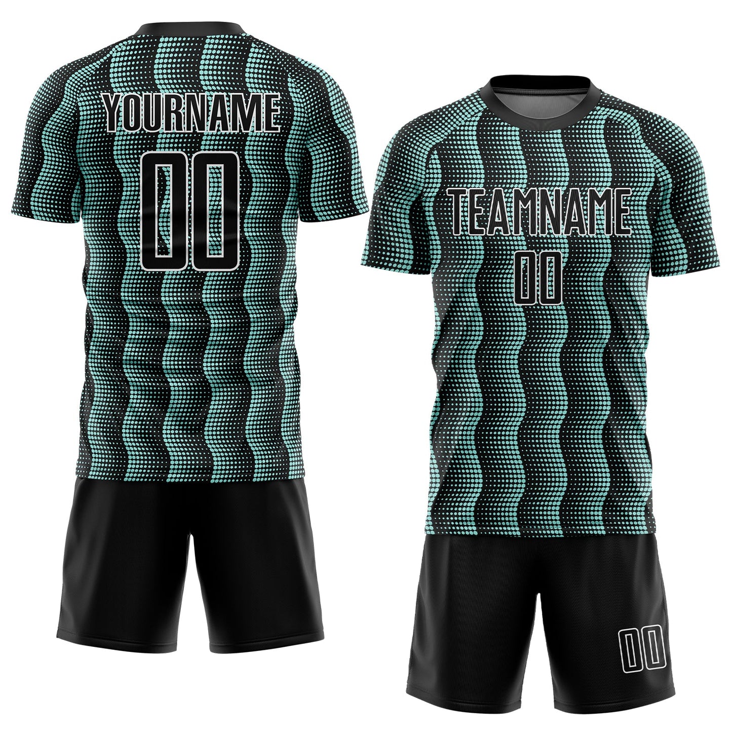 Custom Black Ice Blue-White Geometric Shape Sublimation Soccer Uniform Jersey Limited