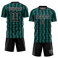 Custom Black Aqua-White Geometric Shape Sublimation Soccer Uniform Jersey Limited