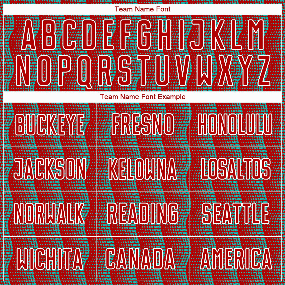 Custom Red Aqua-White Geometric Shape Sublimation Soccer Uniform Jersey Limited