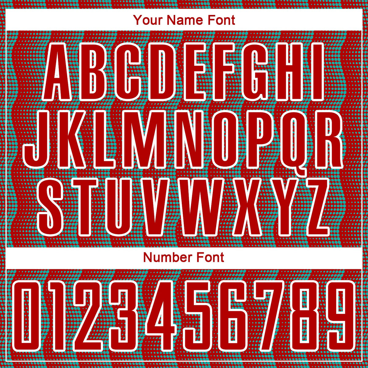 Custom Red Aqua-White Geometric Shape Sublimation Soccer Uniform Jersey Limited