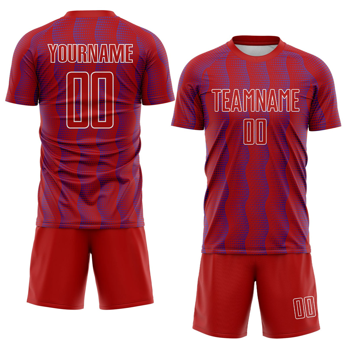 Custom Red Purple-White Geometric Shape Sublimation Soccer Uniform Jersey Limited