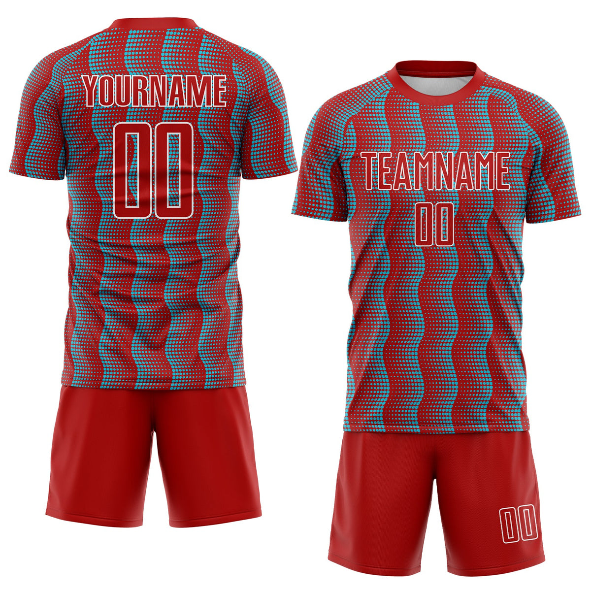 Custom Red Lakes Blue-White Geometric Shape Sublimation Soccer Uniform Jersey Limited