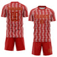 Custom Red Old Gold-White Geometric Shape Sublimation Soccer Uniform Jersey Limited