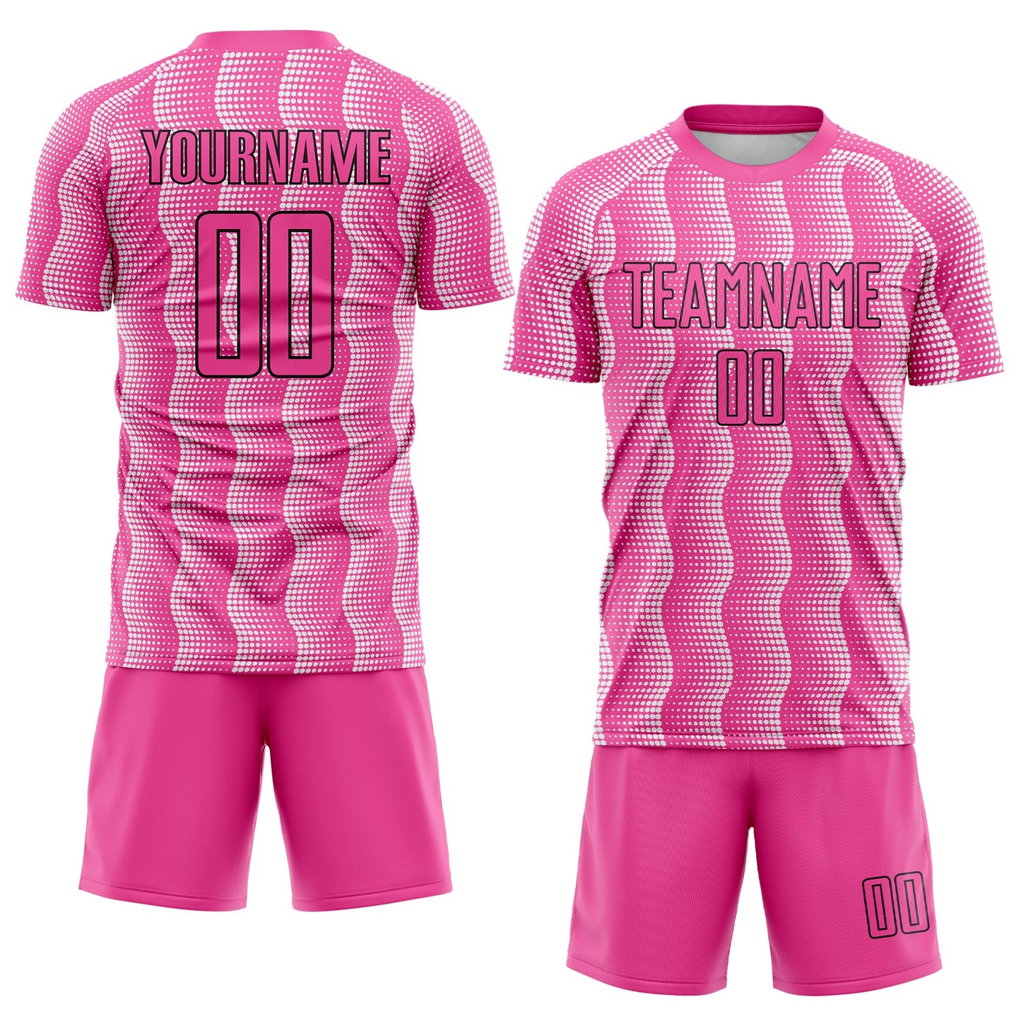 Custom Pink Black-White Geometric Shape Sublimation Soccer Uniform Jersey Limited
