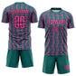 Custom Teal Pink-Black Geometric Shape Sublimation Soccer Uniform Jersey Limited