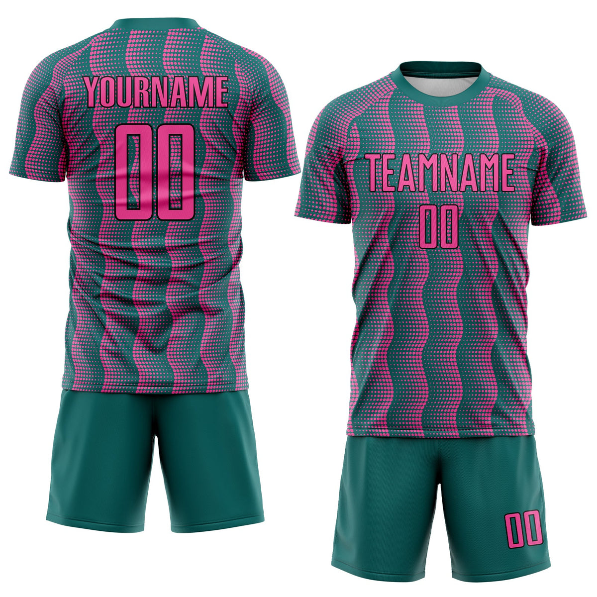 Custom Teal Pink-Black Geometric Shape Sublimation Soccer Uniform Jersey Limited