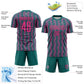 Custom Teal Pink-Black Geometric Shape Sublimation Soccer Uniform Jersey Limited