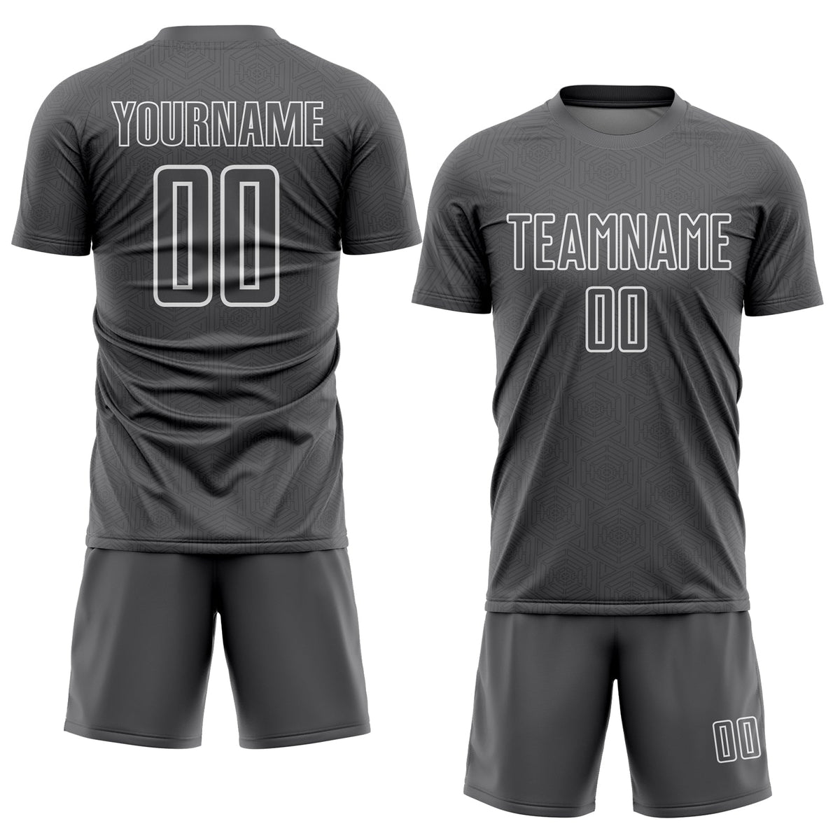Custom Steel Gray White Geometric Shape Sublimation Soccer Uniform Jersey Limited