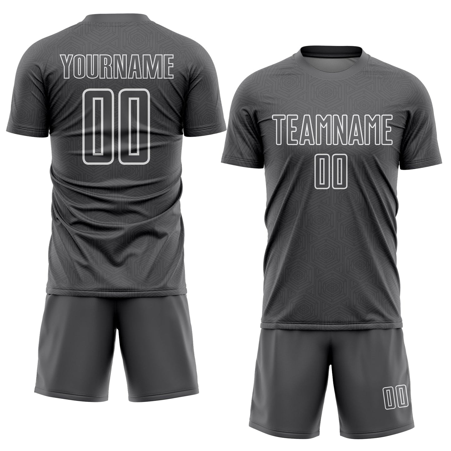 Custom Steel Gray White Geometric Shape Sublimation Soccer Uniform Jersey Limited