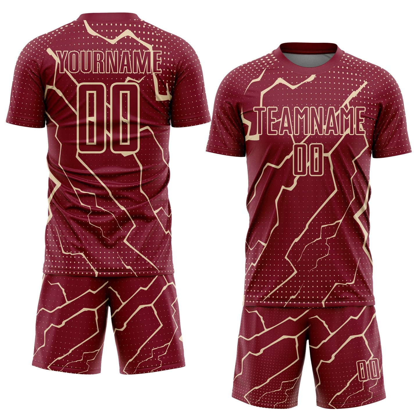 Custom Crimson City Cream Lightning Sublimation Soccer Uniform Jersey Limited