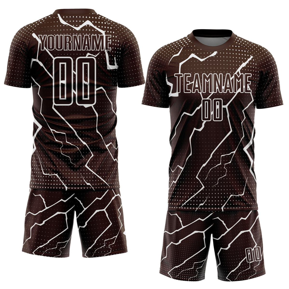 Custom Brown White Lightning Sublimation Soccer Uniform Jersey Limited