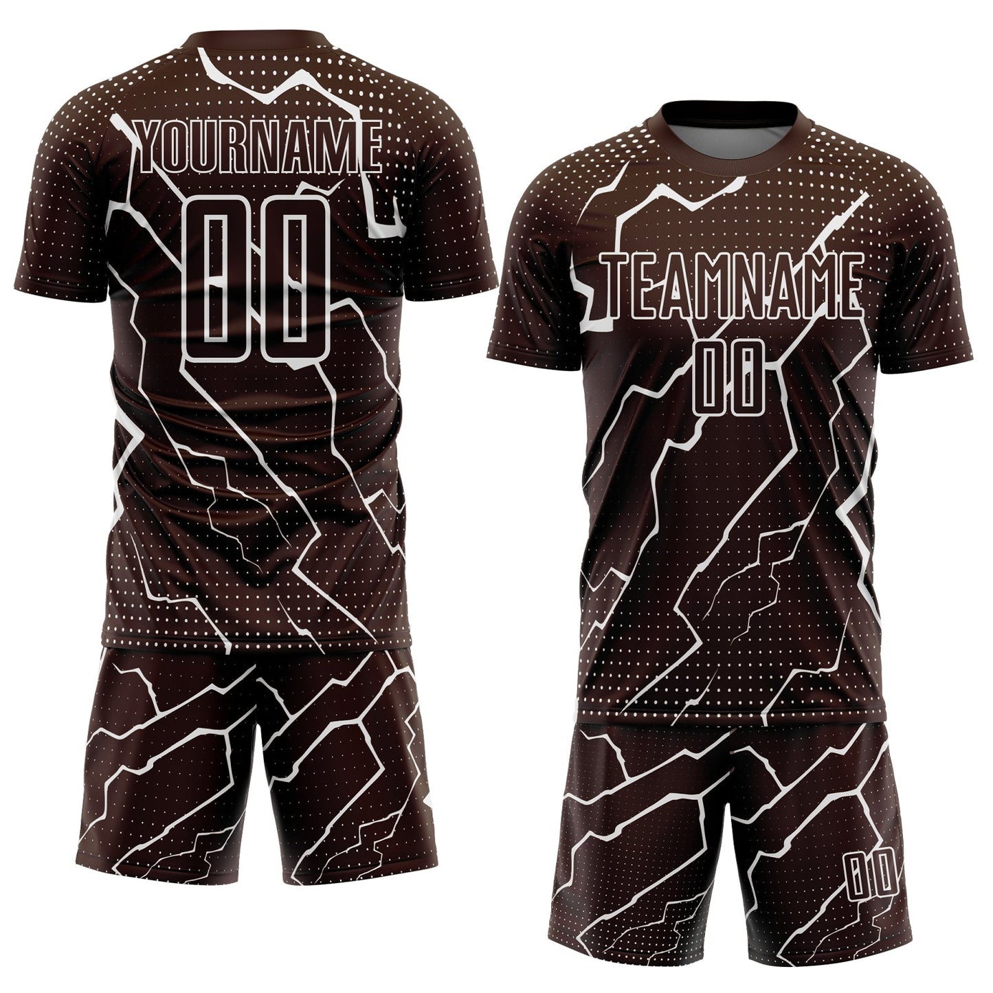 Custom Brown White Lightning Sublimation Soccer Uniform Jersey Limited