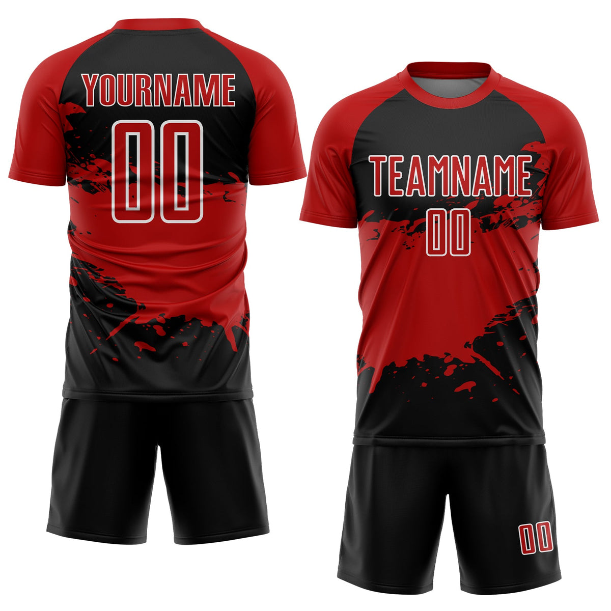 Custom Black Red-White Splash Sublimation Soccer Uniform Jersey Limited