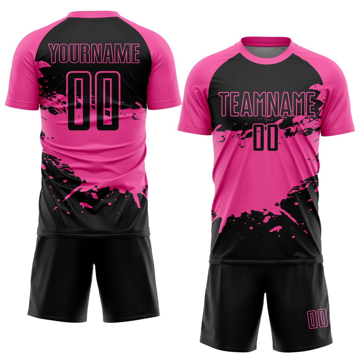 Custom Black Pink-White Splash Sublimation Soccer Uniform Jersey Limited