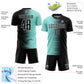 Custom Black Ice Blue-White Gradient Line Sublimation Soccer Uniform Jersey Limited