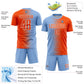 Custom Light Blue Orange-White Gradient Line Sublimation Soccer Uniform Jersey Limited