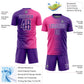 Custom Purple Pink-White Gradient Line Sublimation Soccer Uniform Jersey Limited