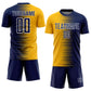 Custom Navy Gold-White Gradient Line Sublimation Soccer Uniform Jersey Limited