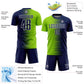Custom Navy Neon Green-White Gradient Line Sublimation Soccer Uniform Jersey Limited