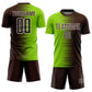 Custom Brown Neon Green-White Gradient Line Sublimation Soccer Uniform Jersey Limited