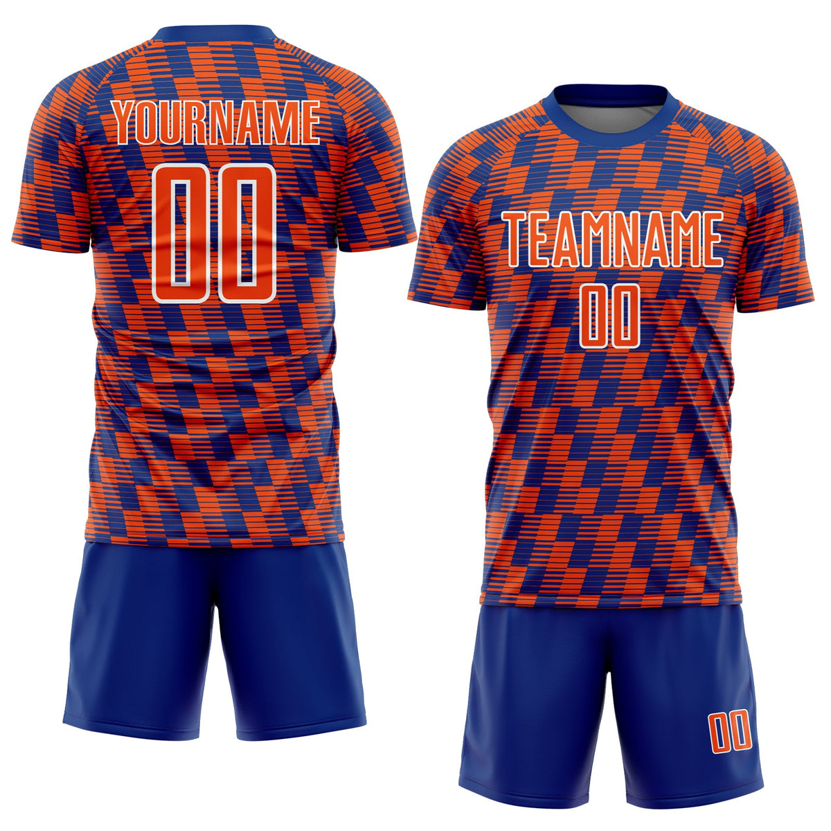 Custom Royal Orange-White Line Sublimation Soccer Uniform Jersey Limited