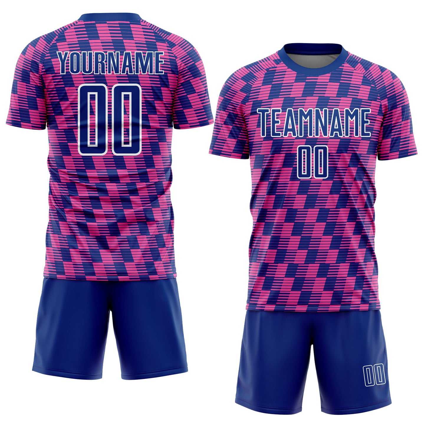 Custom Royal Pink-White Line Sublimation Soccer Uniform Jersey Limited