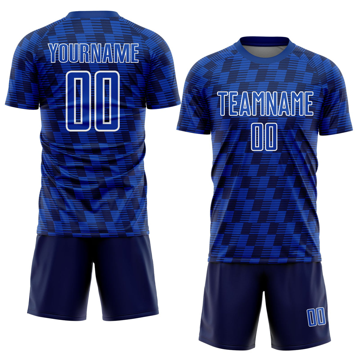 Custom Navy Thunder Blue-White Line Sublimation Soccer Uniform Jersey Limited