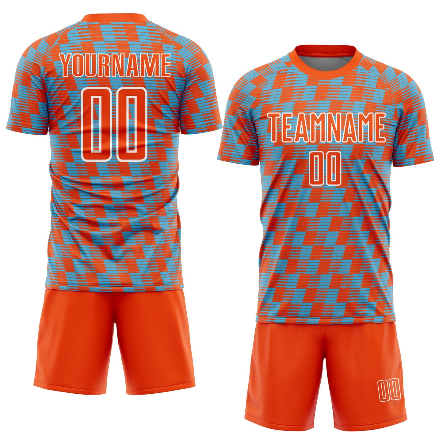 Custom Orange Sky Blue-White Line Sublimation Soccer Uniform Jersey Limited