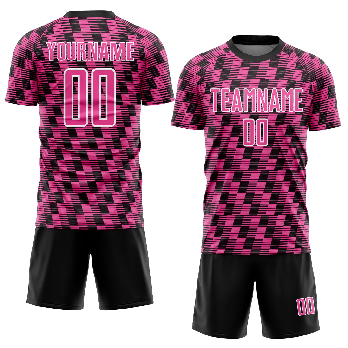Custom Black Pink-White Line Sublimation Soccer Uniform Jersey Limited