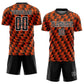 Custom Black Orange-White Line Sublimation Soccer Uniform Jersey Limited