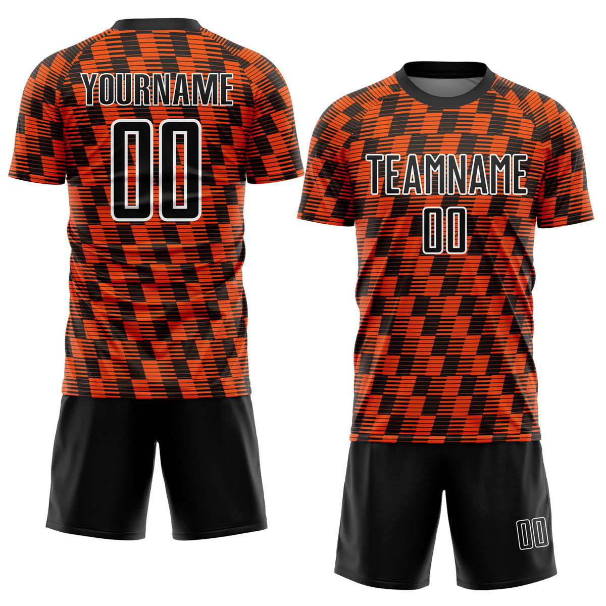 Custom Black Orange-White Line Sublimation Soccer Uniform Jersey Limited
