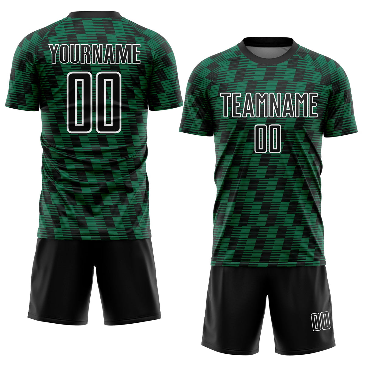 Custom Black Kelly Green-White Line Sublimation Soccer Uniform Jersey Limited