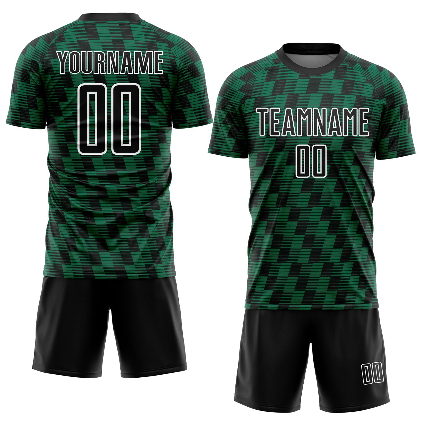 Custom Black Kelly Green-White Line Sublimation Soccer Uniform Jersey Limited