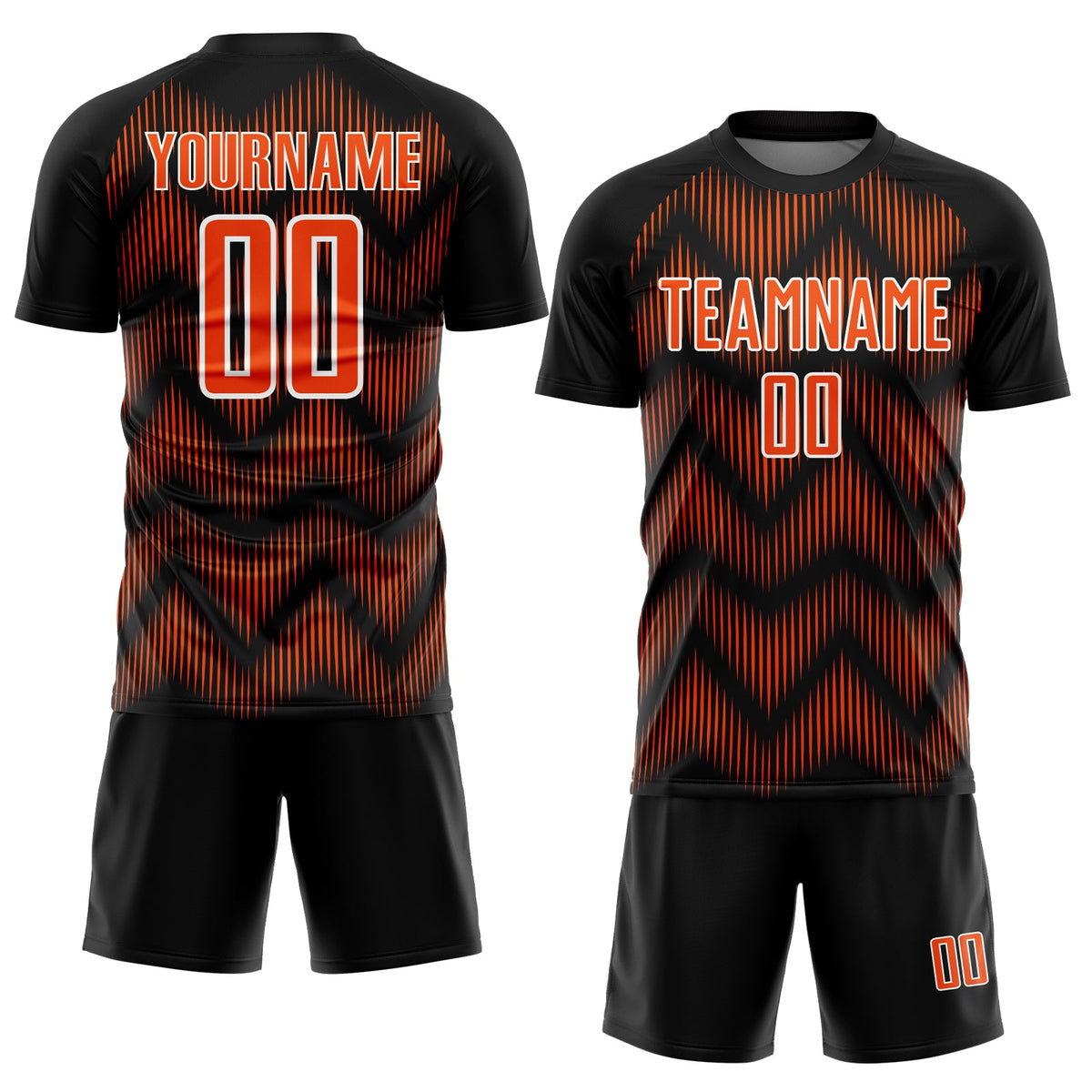 Custom Black Orange-White Line Sublimation Soccer Uniform Jersey Limited
