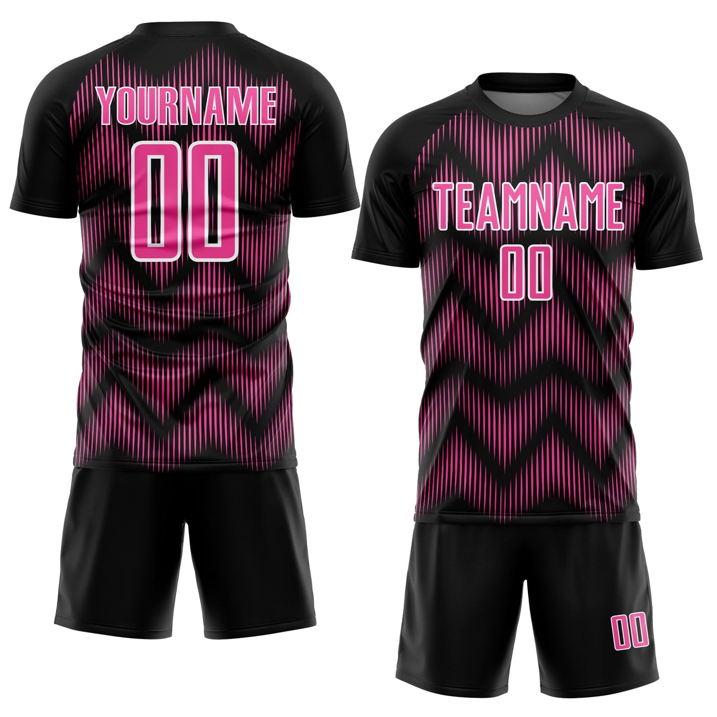 Custom Black Pink-White Line Sublimation Soccer Uniform Jersey Limited