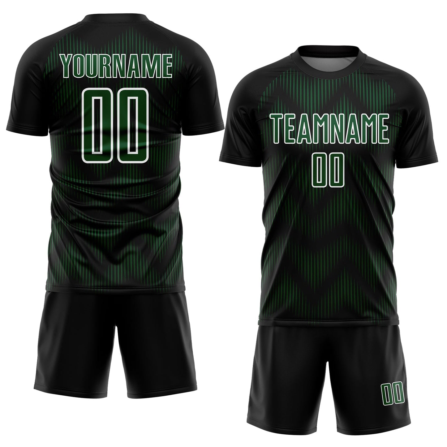 Custom Black Green-White Line Sublimation Soccer Uniform Jersey Limited