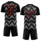 Custom Black Red-White Line Sublimation Soccer Uniform Jersey Limited