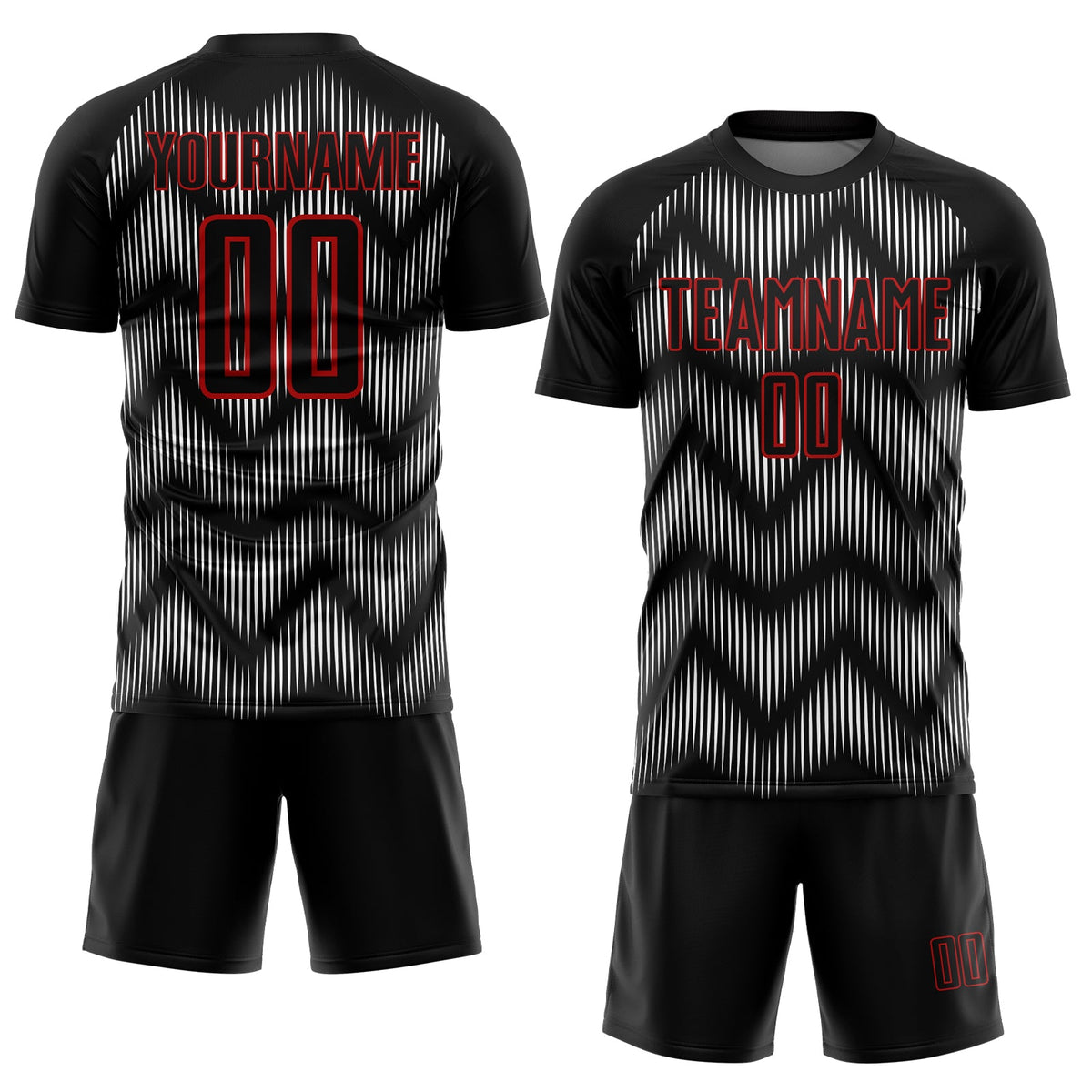 Custom Black Red-White Line Sublimation Soccer Uniform Jersey Limited