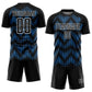 Custom Black Powder Blue-White Line Sublimation Soccer Uniform Jersey Limited
