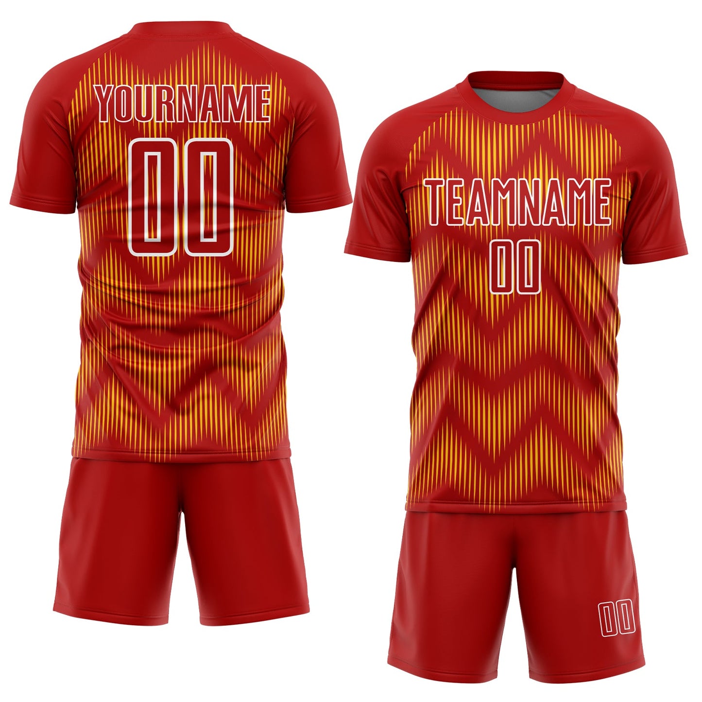 Custom Red Yellow-White Line Sublimation Soccer Uniform Jersey Limited