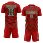 Custom Red Green-White Line Sublimation Soccer Uniform Jersey Limited