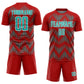 Custom Red Aqua-White Line Sublimation Soccer Uniform Jersey Limited