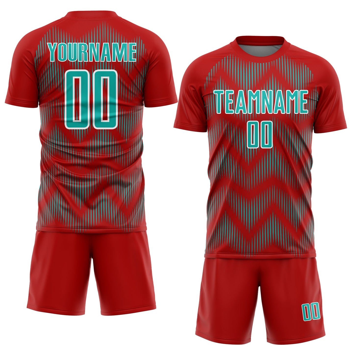 Custom Red Aqua-White Line Sublimation Soccer Uniform Jersey Limited