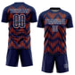 Custom Navy Orange-White Line Sublimation Soccer Uniform Jersey Limited
