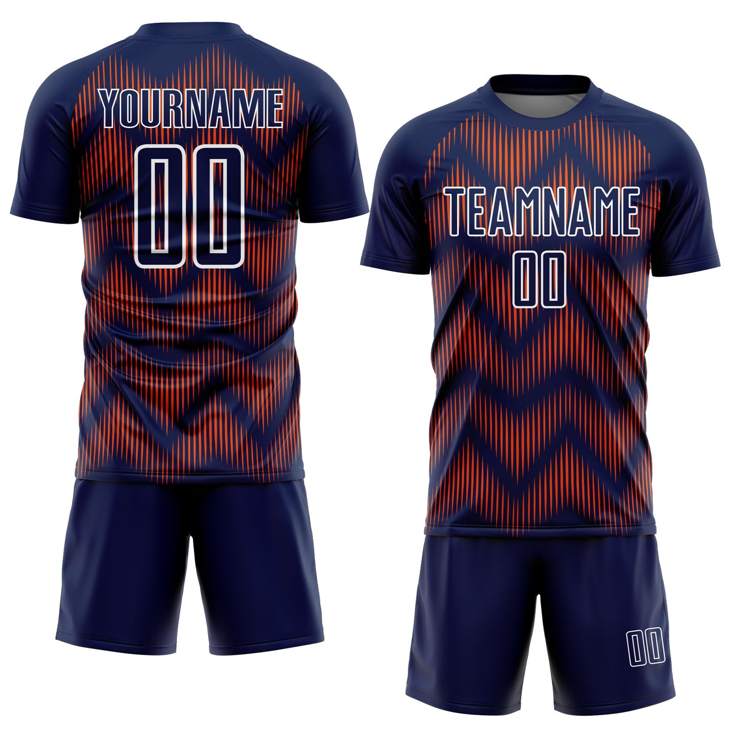 Custom Navy Orange-White Line Sublimation Soccer Uniform Jersey Limited