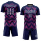 Custom Navy Pink-White Line Sublimation Soccer Uniform Jersey Limited