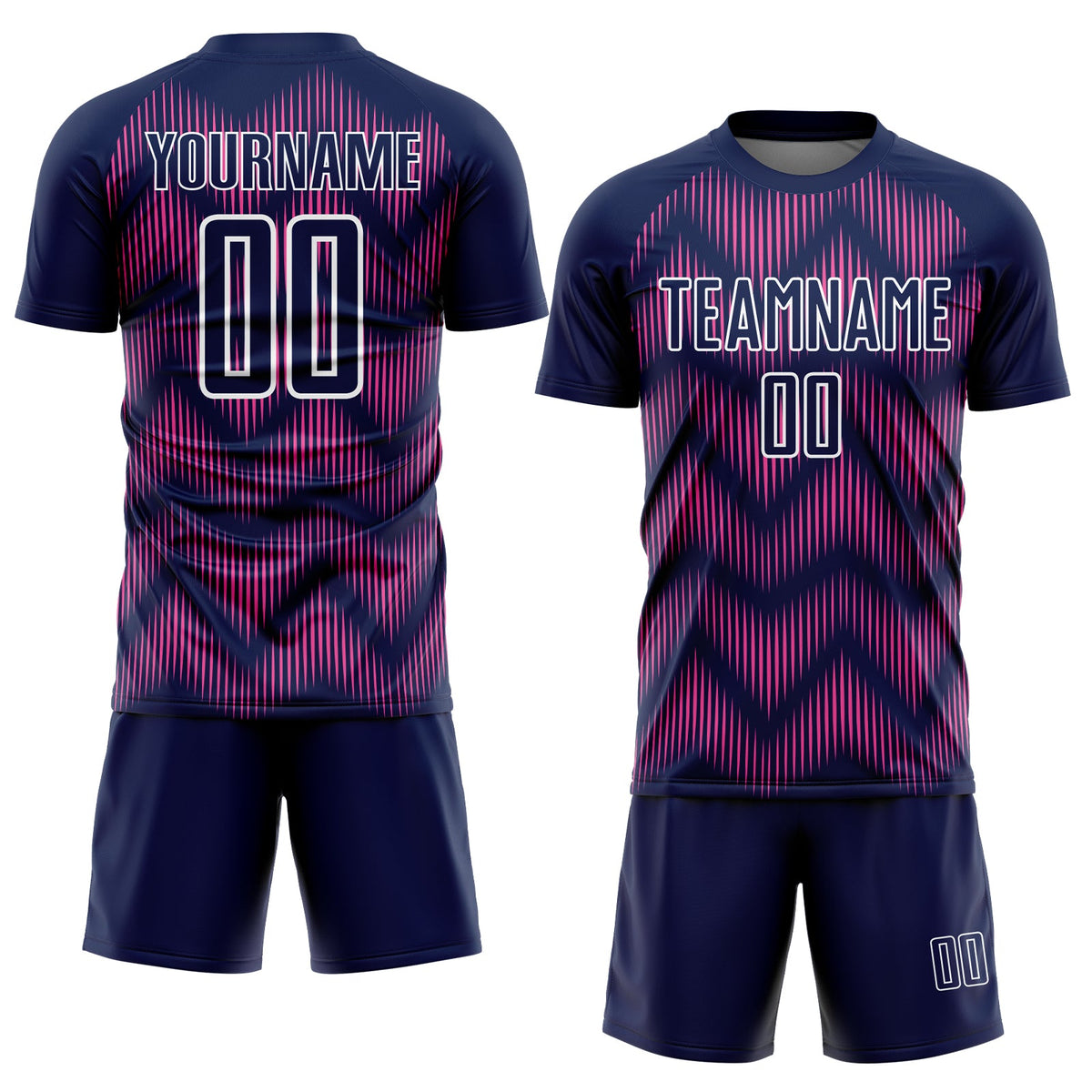 Custom Navy Pink-White Line Sublimation Soccer Uniform Jersey Limited