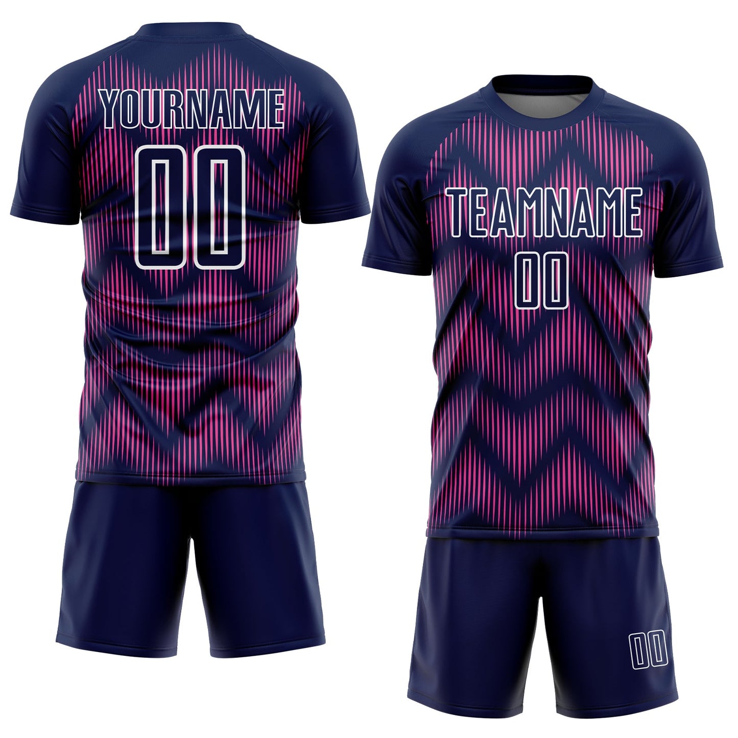 Custom Navy Pink-White Line Sublimation Soccer Uniform Jersey Limited